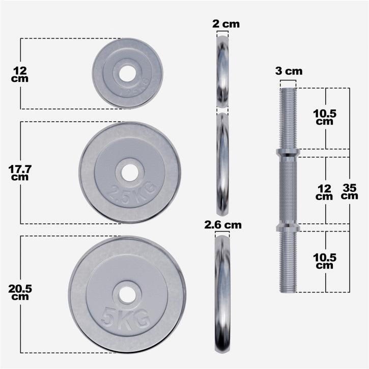Kurzhantel Set Chrom 30 kg mit Sternverschlüssen